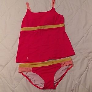 Lands End color block Tankini
